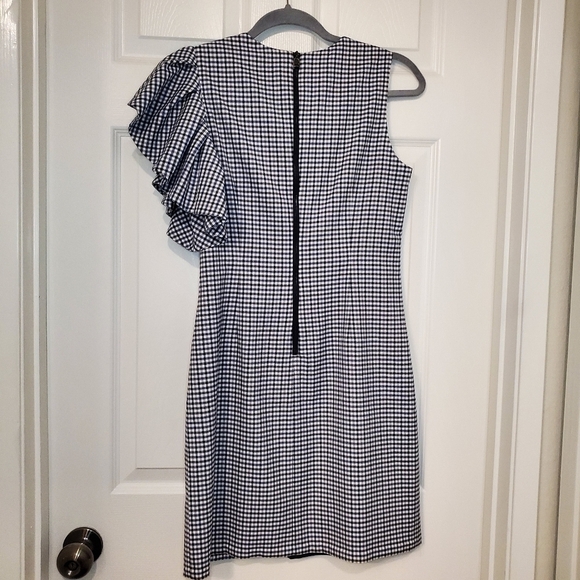 Banana Republic Plaid Sleeveless Dress Sz 0 Ruffle Split Sleeve - Picture 6 of 11